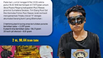 Dapat Big Fish, Polres Musi Rawas Berhasil Amankan 2 Kilogram Sabu dan Selamatkan 10.000 Jiwa