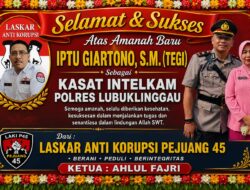Ucapan Selamat kepada IPTU Giartono, S.M. atas Amanah Baru sebagai Kasat Intelkam Polres Lubuklinggau