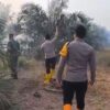 Polres Musi Rawas Sigap Padamkan Kebakaran Lahan Sawit di Desa Muara Rengas Seluas 3 Hektare